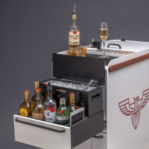 Bar Cart with Beverage Drawers, Ice Bin, Cooler, Drink Prep Area and More